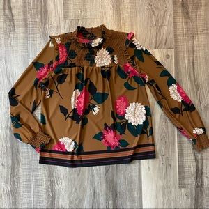 Ann Taylor Factory Brown Floral Blouse Size Medium